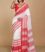 mahapar cotton saree  (White)