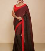 Women'S Cotton Check Sarees  (Black )