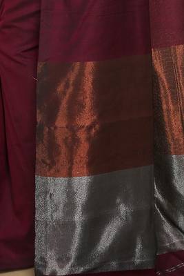 Cotton Body Anchal Tissue Saree (Maroon) 4