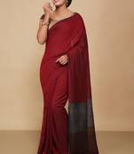Cotton Body Anchal Tissue Saree (Red)