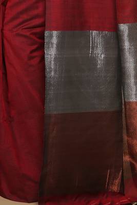 Cotton Body Anchal Tissue Saree (Red) 4