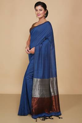 Cotton Body Anchal Tissue Saree (Turquise) 2