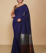 Cotton Body Anchal Tissue Saree (Blue)
