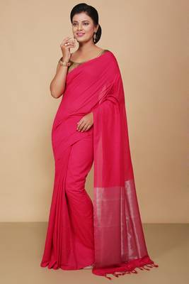 Cotton Body Anchal Tissue Saree (Pink) 1