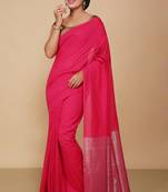 Cotton Body Anchal Tissue Saree (Pink)
