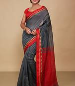 Terchi border handloom saree (Grey)