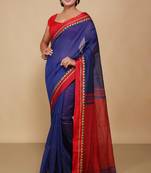 Terchi border handloom saree (Blue)