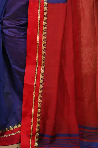 Terchi border handloom saree (Blue)