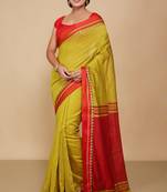 Terchi border handloom saree (Yellow)