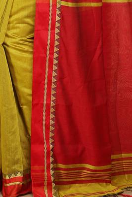 Terchi border handloom saree (Yellow) 4