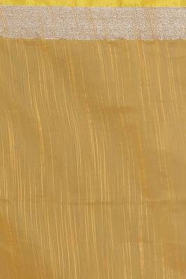 Women's Handloom Jari Cotton Saree  (Yellow) 5