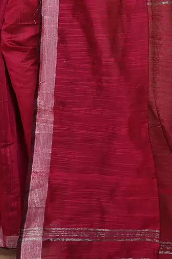 Women's Handloom Jari Cotton Saree  (Pink)