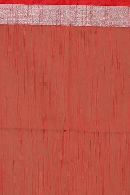 Women's Handloom Jari Cotton Saree  (Red) 5
