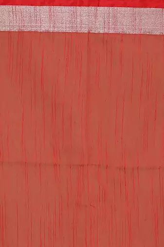 Women's Handloom Jari Cotton Saree  (Red)