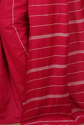 Women's Handloom Khes Cotton Saree  (Pink) 4