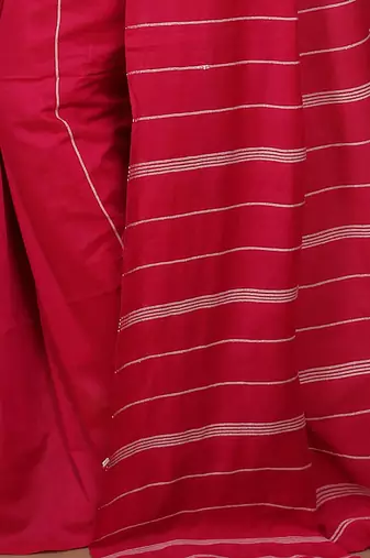 Women's Handloom Khes Cotton Saree  (Pink)