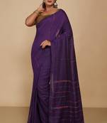 Women's Handloom Khes Cotton Saree  (Violet)