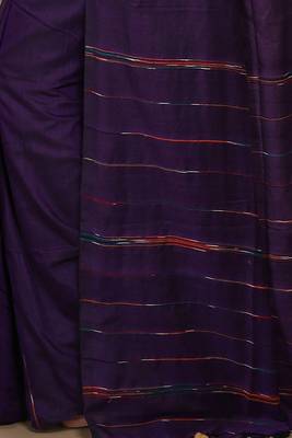 Women's Handloom Khes Cotton Saree  (Violet) 4