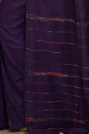 Women's Handloom Khes Cotton Saree  (Violet)