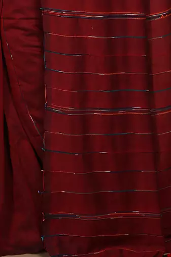 Women's Handloom Khes Cotton Saree  (Red)