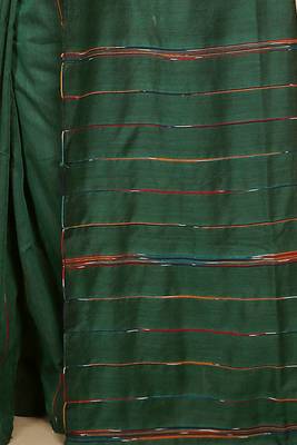 Women's Handloom Khes Cotton Saree   (Green) 4