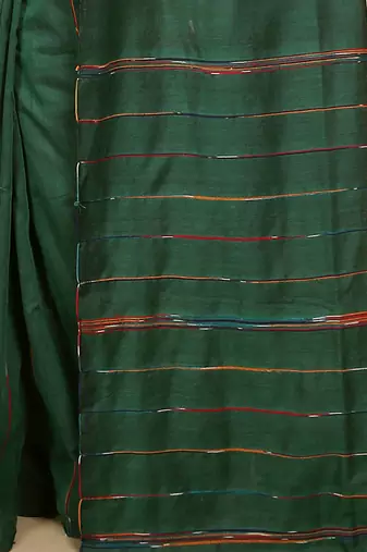 Women's Handloom Khes Cotton Saree   (Green)