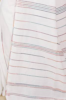 Women's Handloom Khes Cotton Saree   (White) 4