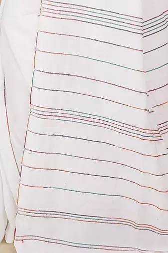 Women's Handloom Khes Cotton Saree   (White)