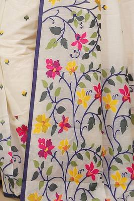 Mina Soft Cotton Jamdani Saree (White) 4