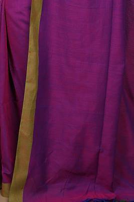 Women's Handloom Cotton Border mol mol Saree  (Magenda) 4
