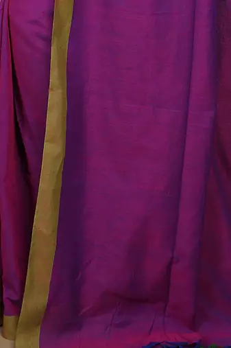 Women's Handloom Cotton Border mol mol Saree  (Magenda)