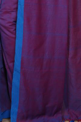 Women's Handloom Cotton Border mol mol Saree  (Red Sky) 4