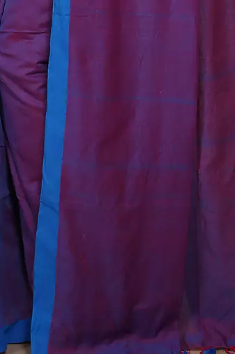 Women's Handloom Cotton Border mol mol Saree  (Red Sky)