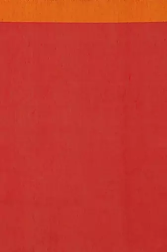 Women's Handloom Cotton Border mol mol Saree   (Red)