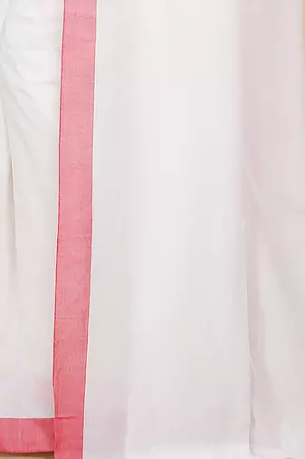 Women's Handloom Cotton Border mol mol Saree   (White)