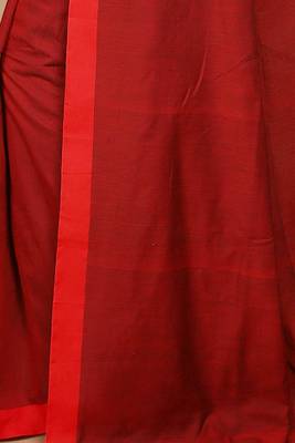 Women's Handloom Cotton Border mol mol Saree   (Maroon) 4