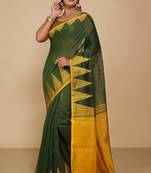 Women's Temple Boarder Silk Cotton Sarees (Pesta)