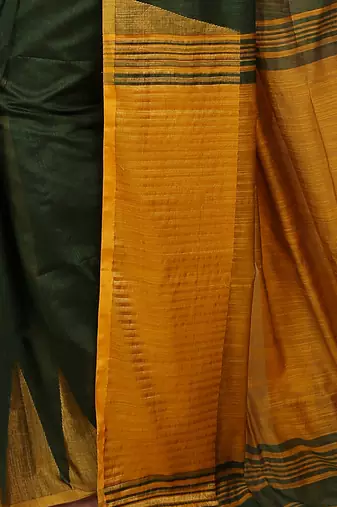 Women's Temple Boarder Silk Cotton Sarees (Pesta)