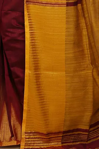 Women's Temple Boarder Silk Cotton Sarees (Maroon)