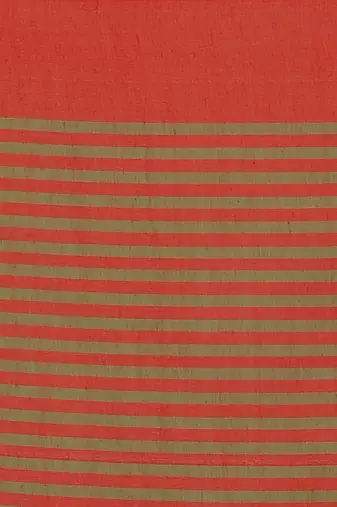 Women's Handloom Cotton Saree With Blouse Piece  (Red Green)