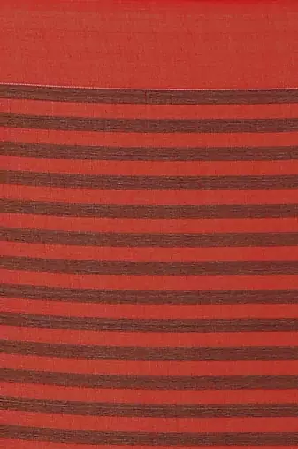 Women's Handloom Cotton Saree With Blouse Piece  (Red Black)