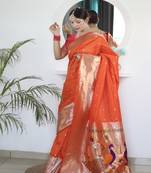 Orange Color Pethani Silk Saree,Blouse-not As Per Image