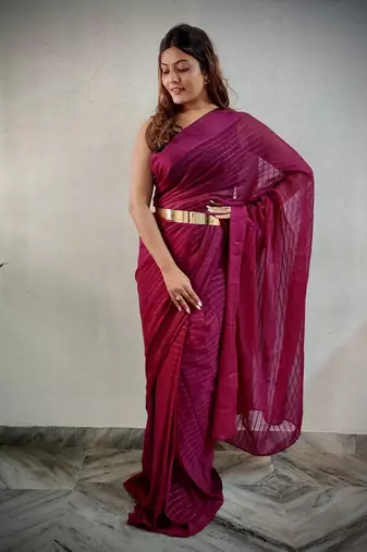 Rani Pink Colour Viscos Weaving Patta Saree