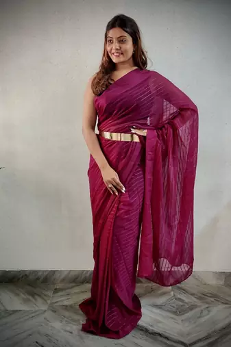 Rani Pink Colour Viscos Weaving Patta Saree