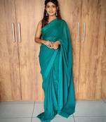 Teal Colour Viscos Weaving Patta Saree