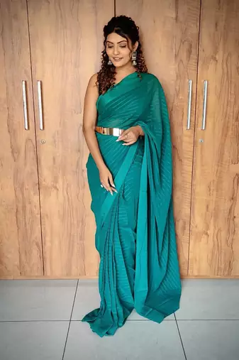 Teal Colour Viscos Weaving Patta Saree