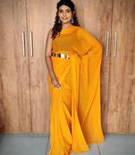 yellow Colour Viscos Weaving Patta Saree