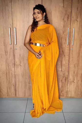 yellow Colour Viscos Weaving Patta Saree