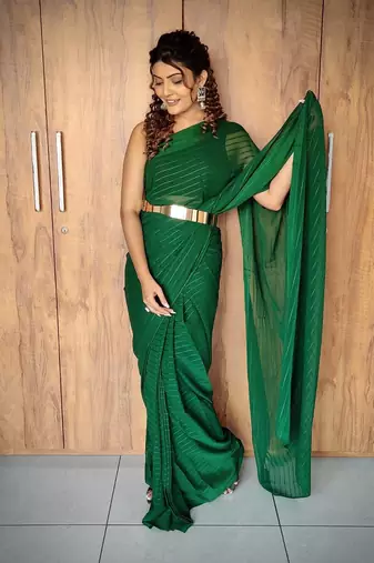 Green Colour Viscos Weaving Patta Saree