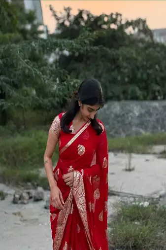 Red Color Viscose Georgette Saree